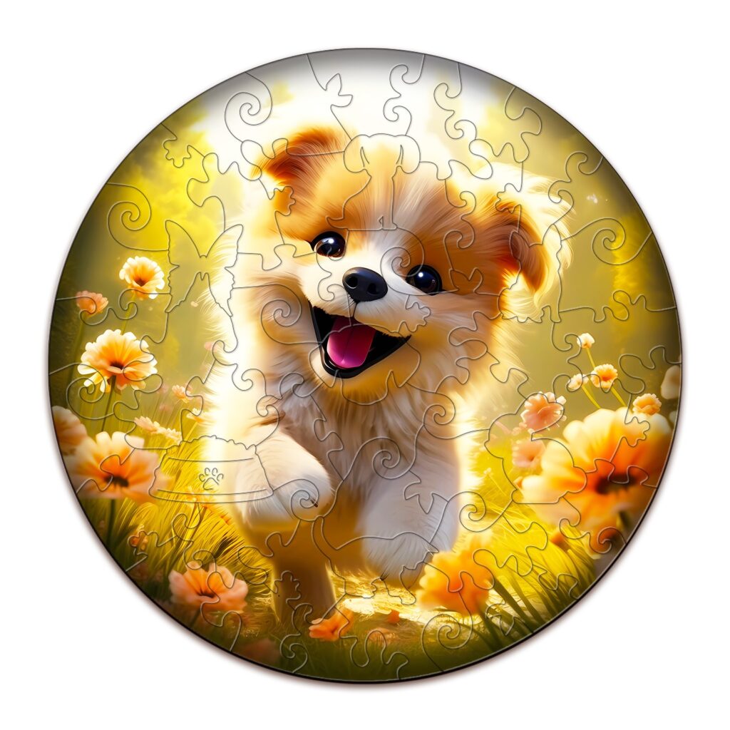 Children Wooden Jigsaw Puzzle-Cute Puppy 66d007eb1405e