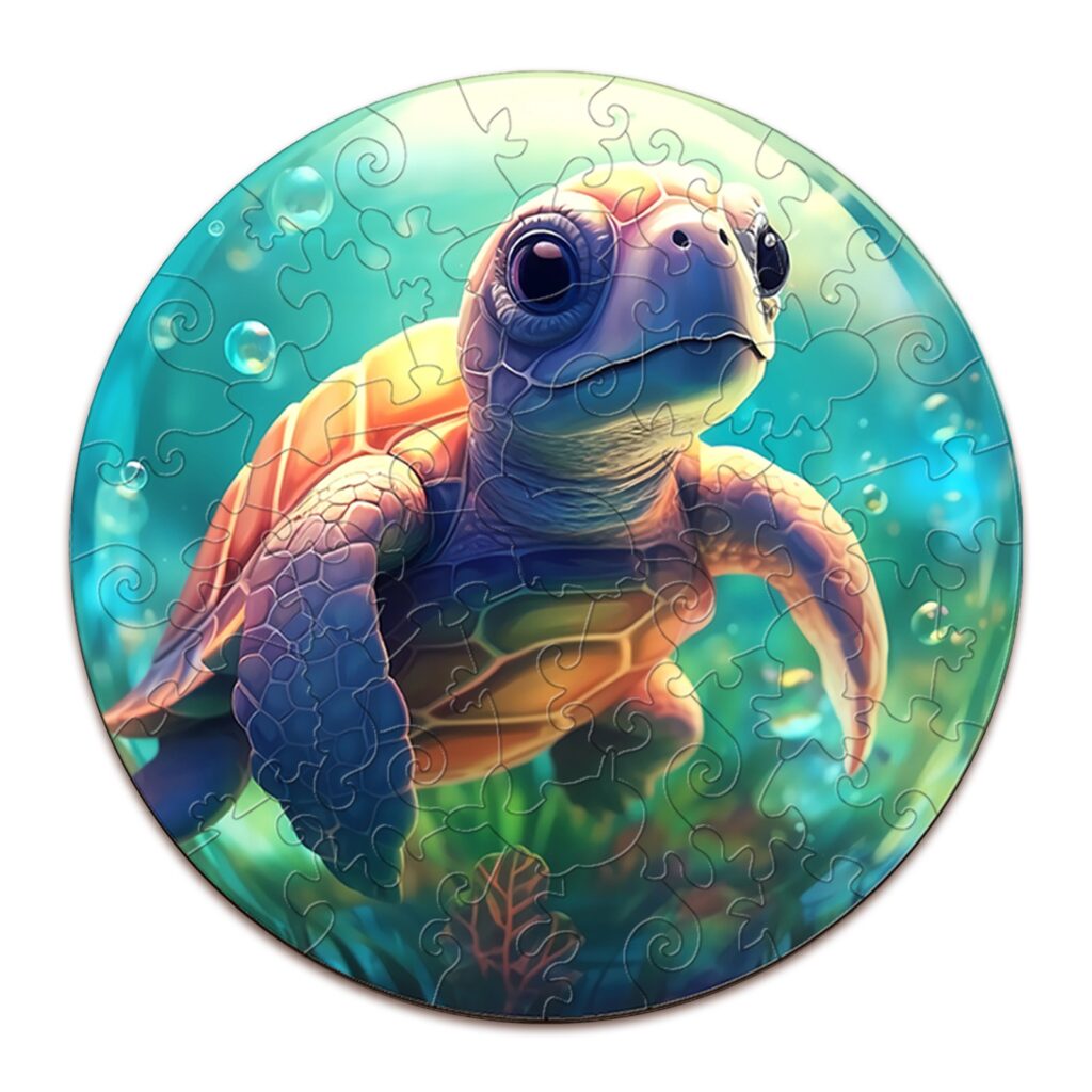 Children Wooden Jigsaw Puzzle-Cute Sea Turtle 66d0988248372