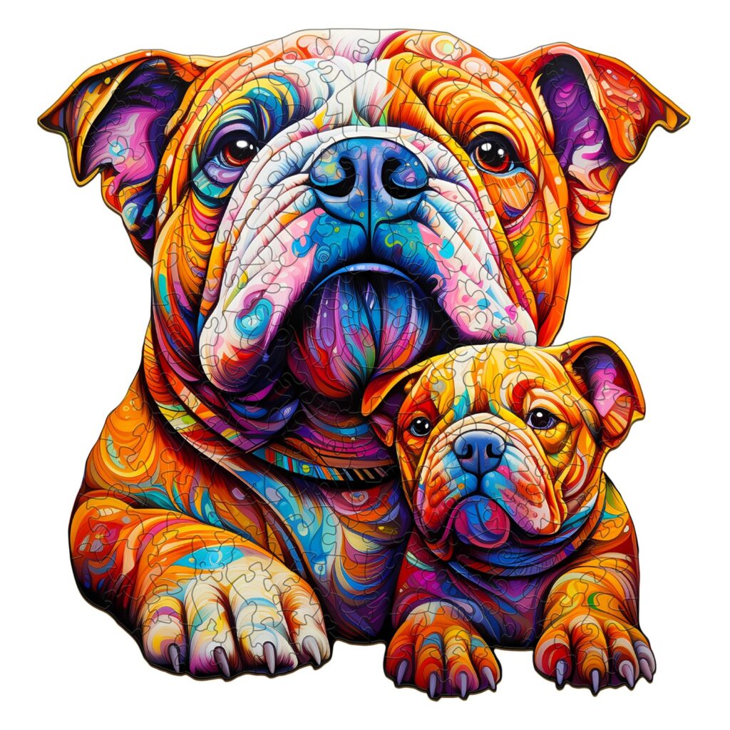 Wooden Jigsaw Puzzle-Bulldog family 66d39383e7822