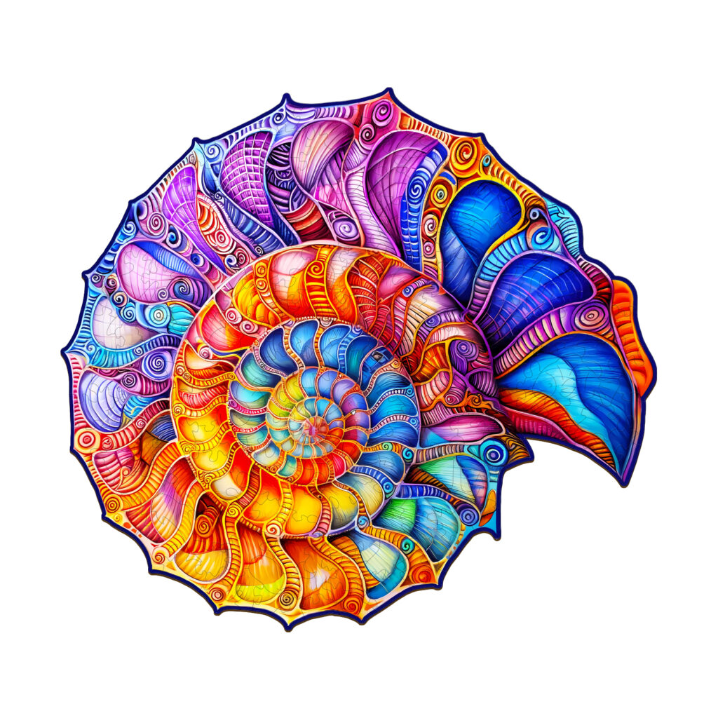 Wooden Jigsaw Puzzle – Colorful Nautilus 66ced7cd5593a