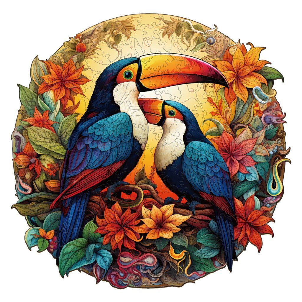 Wooden Jigsaw Puzzle-Colorful Toucans 66cf4e63b4223