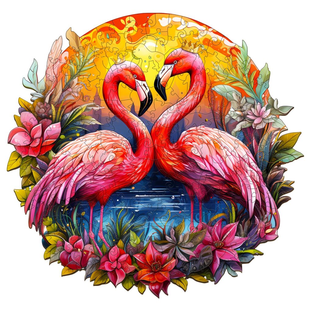 Wooden Jigsaw Puzzle-Crowned Flamingo 66d185dc9efcb