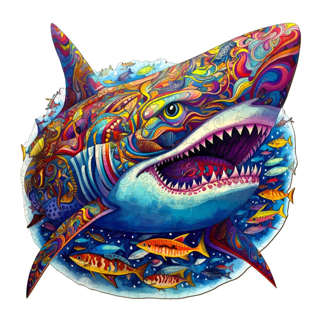 Wooden Jigsaw Puzzle-Fierce Shark 66d03b898bcb0