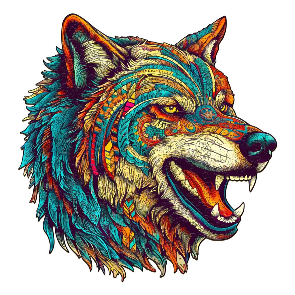 Wooden Jigsaw Puzzle-Fierce Wolf 66cf82045cd47