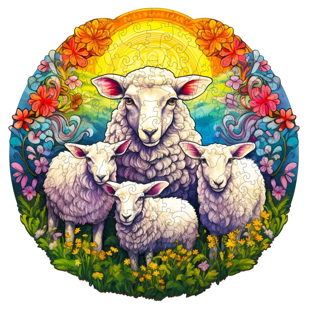 Wooden Jigsaw Puzzle-MANDALA SHEEP 66d23f0258c48