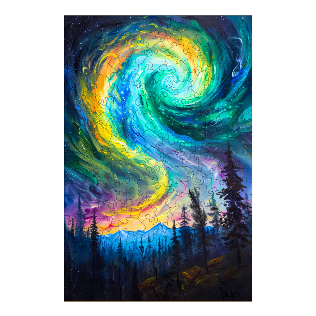 Wooden Jigsaw Puzzle-Night Aurora 66d0d625cbcdd