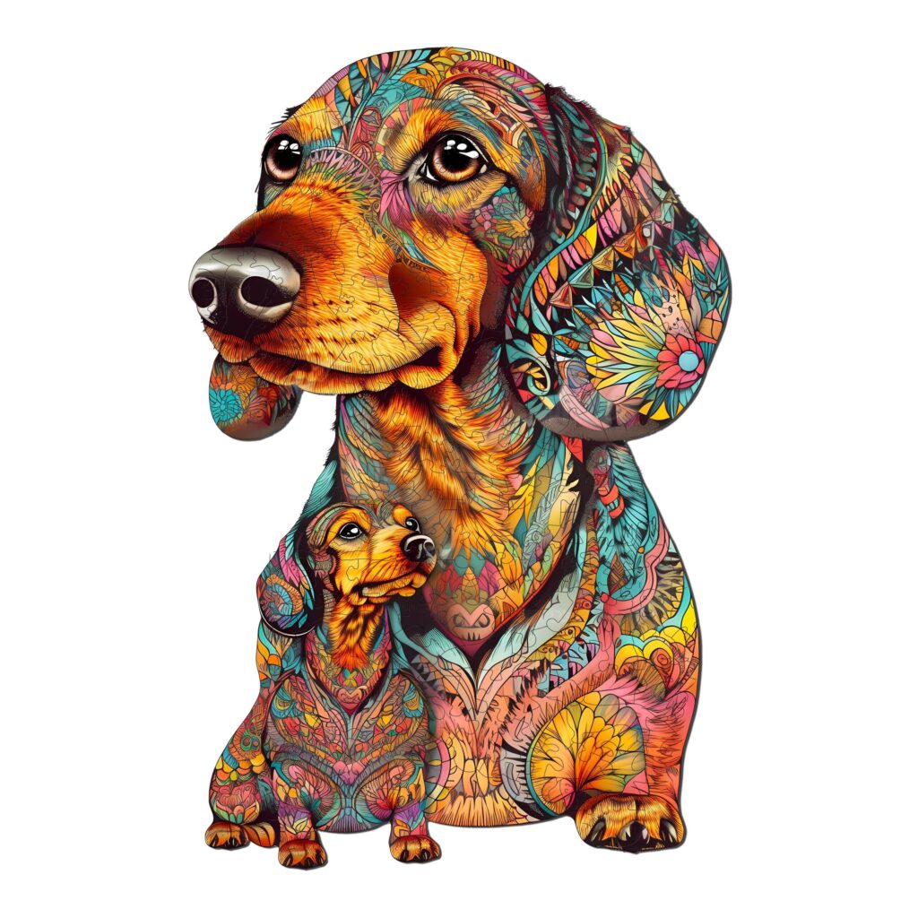 Wooden Jigsaw Puzzle-Parent-Child Dachshund 66d0a29f10332