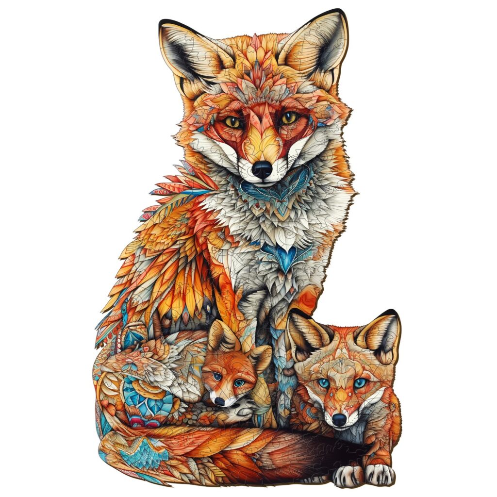 Wooden Jigsaw Puzzle-Parent-Child Fox 66d0e06f162ee