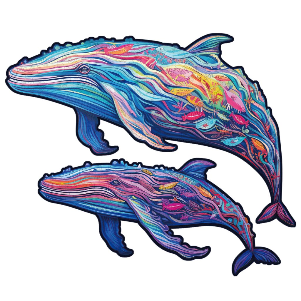 Wooden Jigsaw Puzzle-Parent-child Whale 66d340e4b7cf8