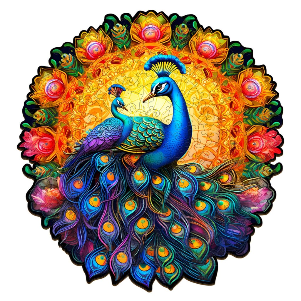 Wooden Jigsaw Puzzle-Peacock Family 66d11418a5220