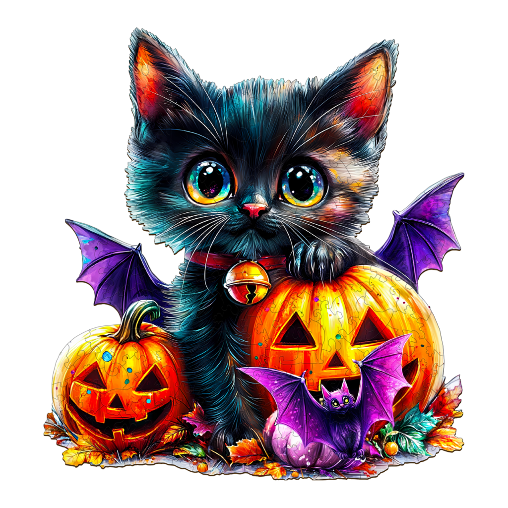 Wooden Jigsaw Puzzle-Pumpkin and Cat 66d1af0ab3bbc