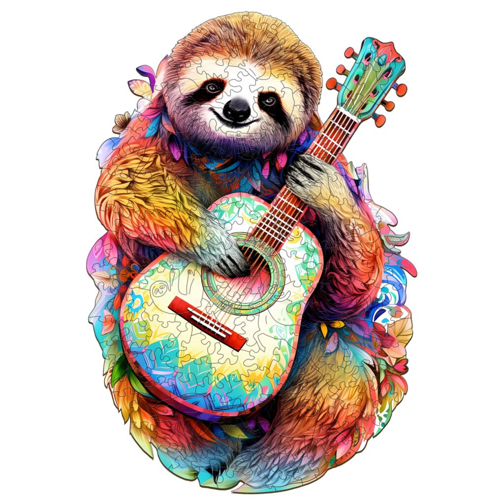 Wooden Jigsaw Puzzle – Sloth with Guitar 66d1b8fc28ffe