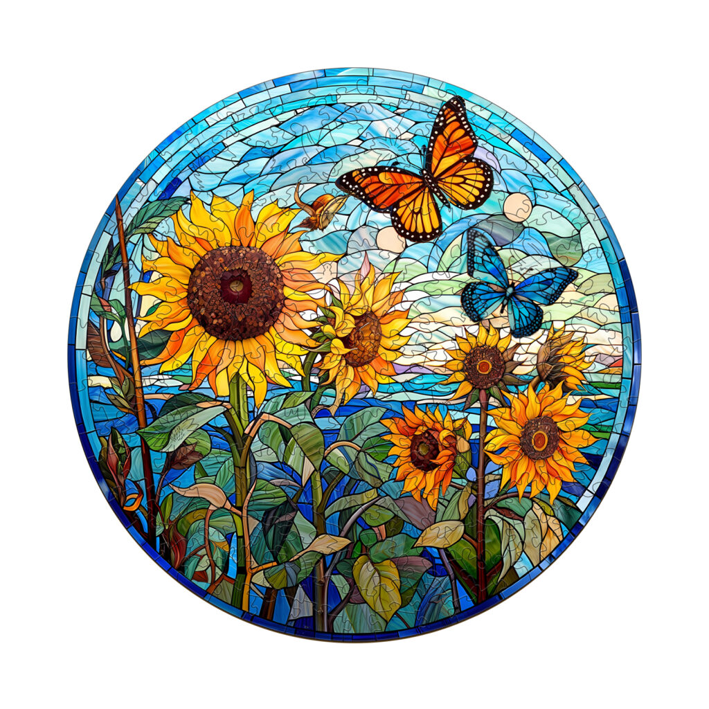 Wooden Jigsaw Puzzle – Stained Glass Sunflower 66d2a64d6c9e3