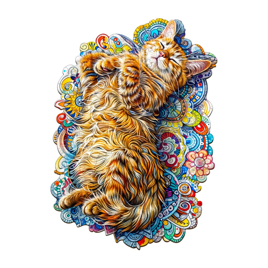 Wooden Jigsaw Puzzle-Sleeping Cat 66d321f5b6f69