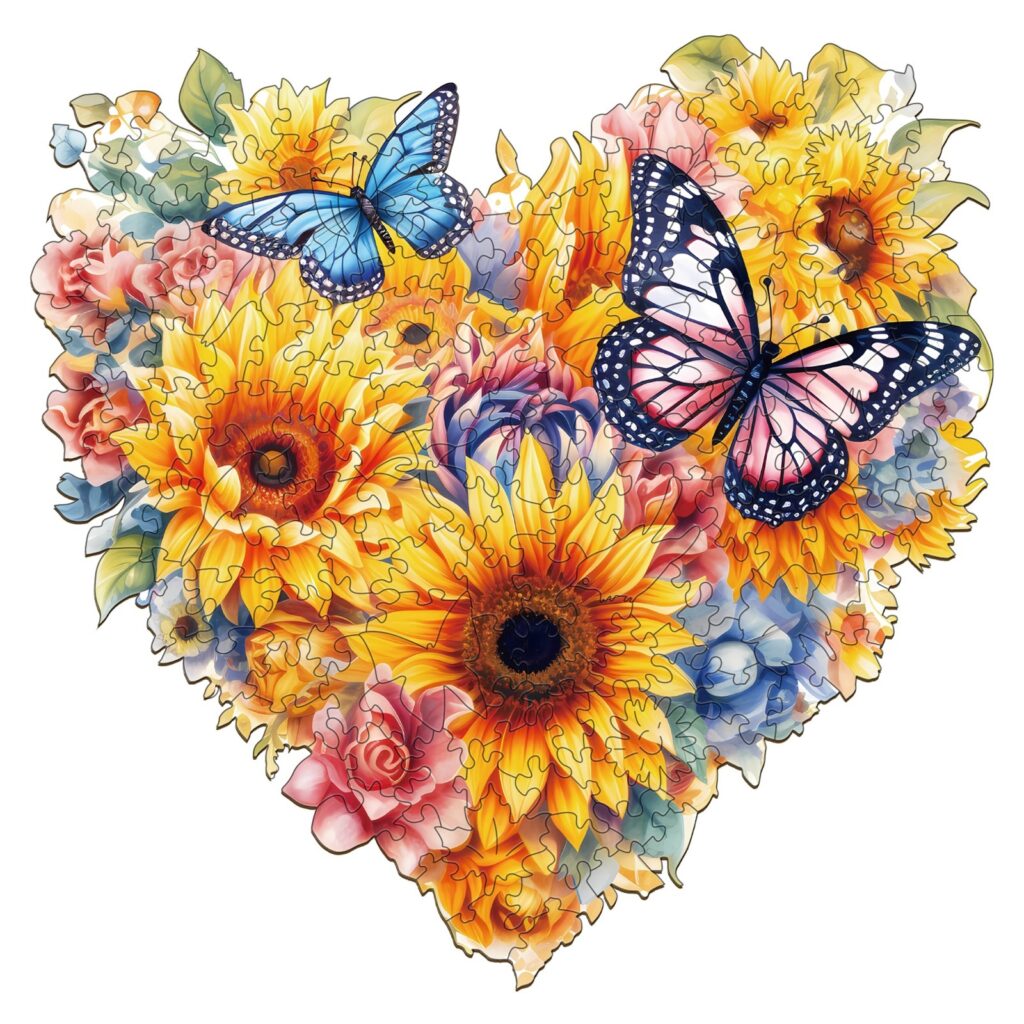 Wooden Jigsaw Puzzle-Sunflower and Butterfly 66d2cf98c1273