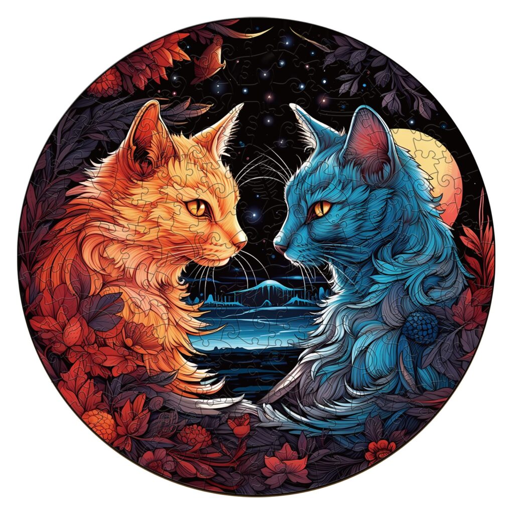 Wooden Jigsaw Puzzle-YIN YANG CAT-2 66d170f2d3c75