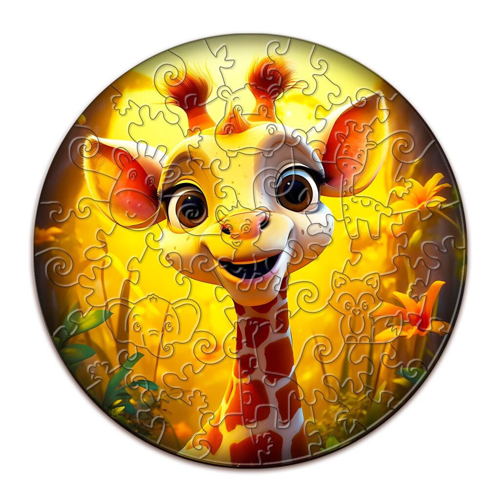 Children Wooden Jigsaw Puzzle-Cute Giraffe 66daa4bcca542