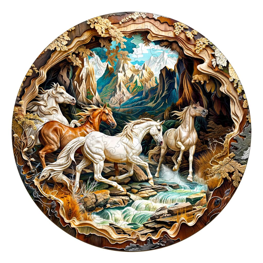 Wooden Jigsaw Puzzle-3D Cave Horse 66d42e2c41080