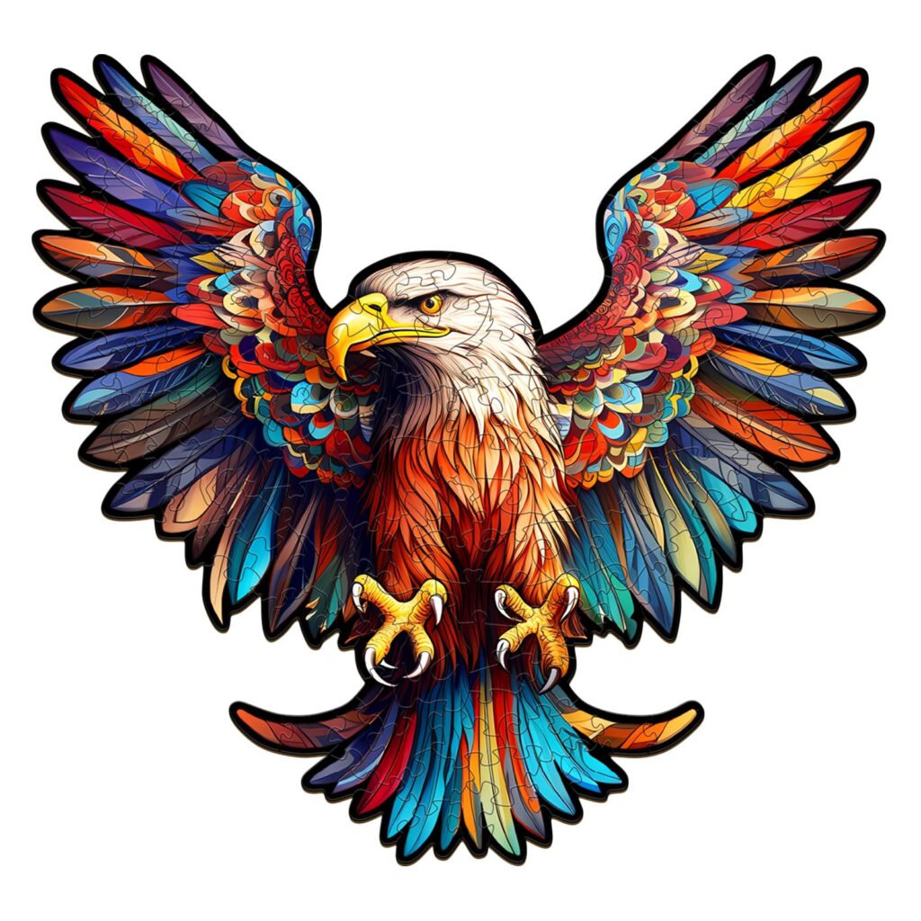 Wooden Jigsaw Puzzle-Bald Eagle with Spread Wings 66da5c9a43016