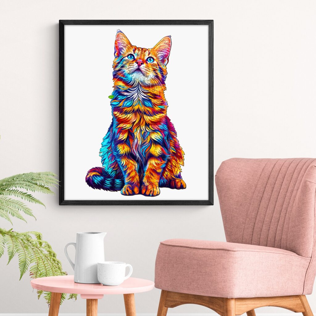 Delight in Serenity: Wooden Jigsaw Puzzle Featuring a Bengal Cat 66db949dd84ae