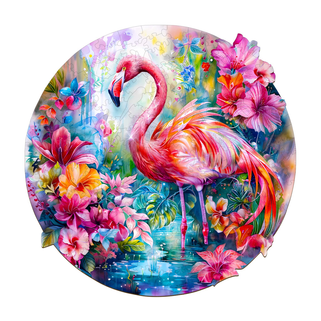 Wooden Jigsaw Puzzle – Charming flamingo 66d597360deea