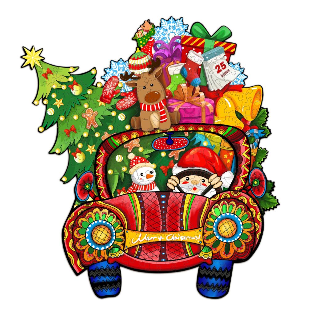 Wooden Jigsaw Puzzle-CHRISTMAS CAR 66dc55f124f67