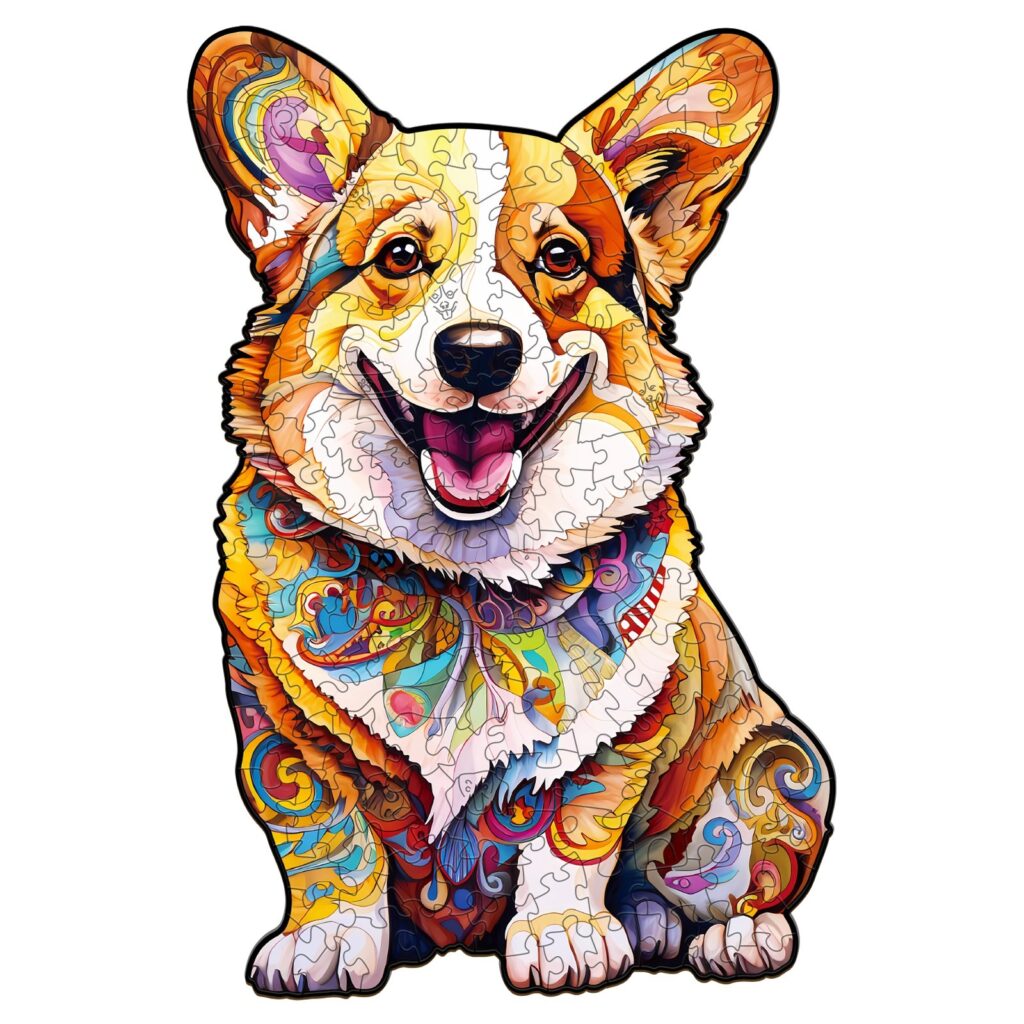 Wooden Jigsaw Puzzle-CLEVER CORGI-3 66d423e816e47