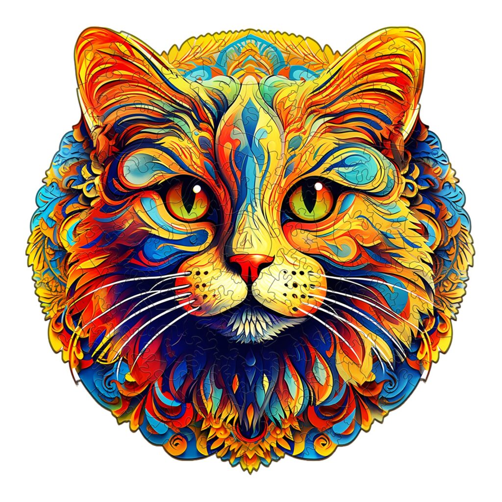 Wooden Jigsaw Puzzle – Colorful Cat 66d9318fa7f8c