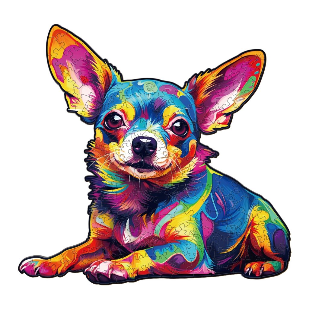 Wooden Jigsaw Puzzle-Colorful Chihuahua 66d6eb532f7a9