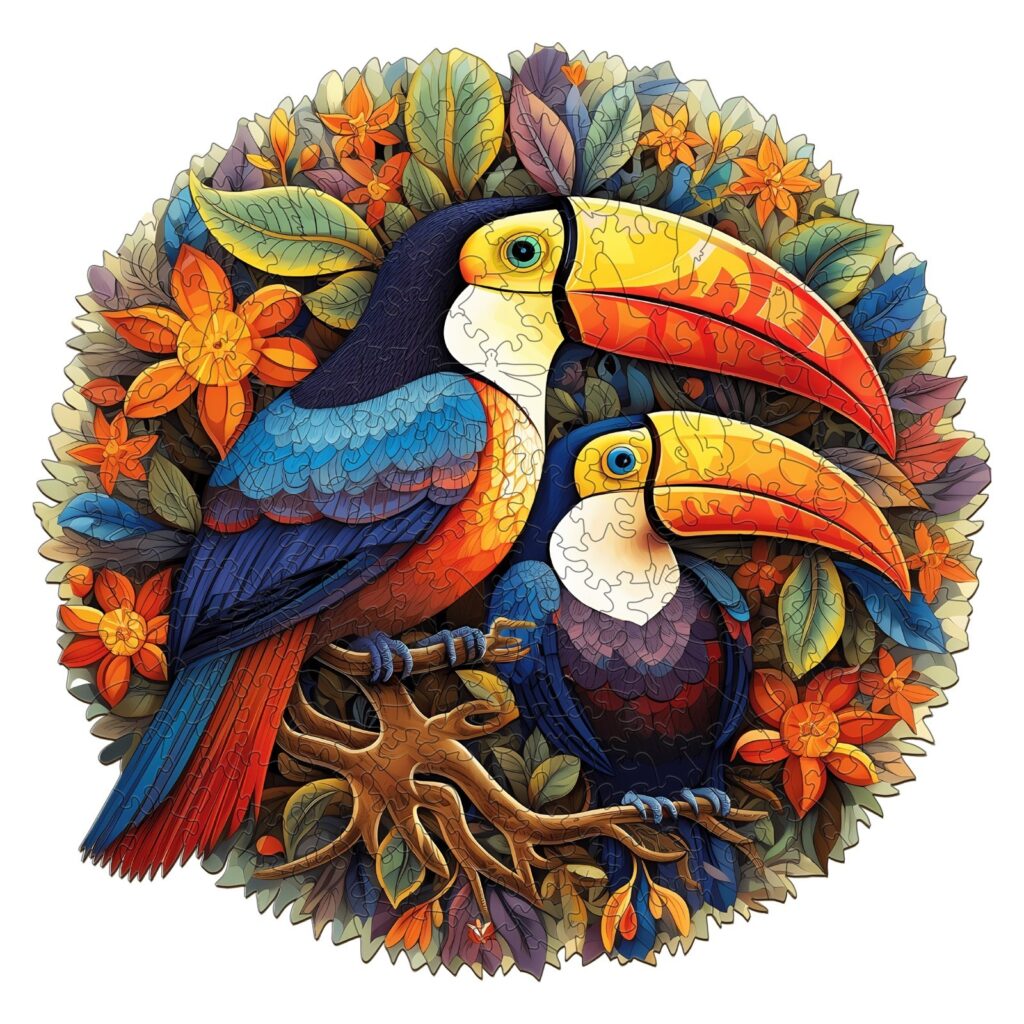 Wooden Jigsaw Puzzle-gorgeous toucans 66e222fb0df19