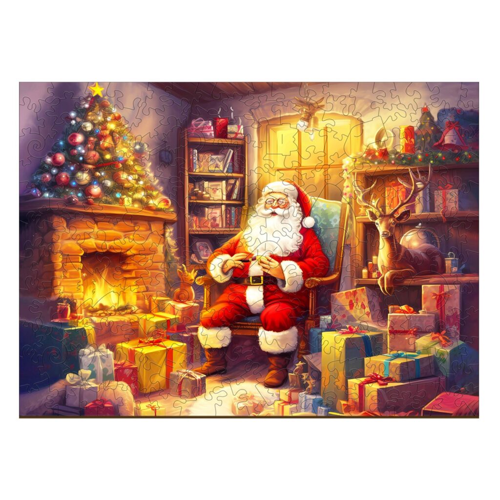 Wooden Jigsaw Puzzle-Jolly Santa Claus 66df46a97e076
