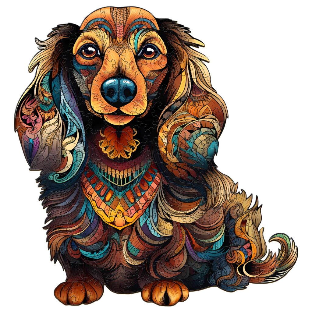Wooden Jigsaw Puzzle- long-haired dachshund-3 66d4fcb0ba935