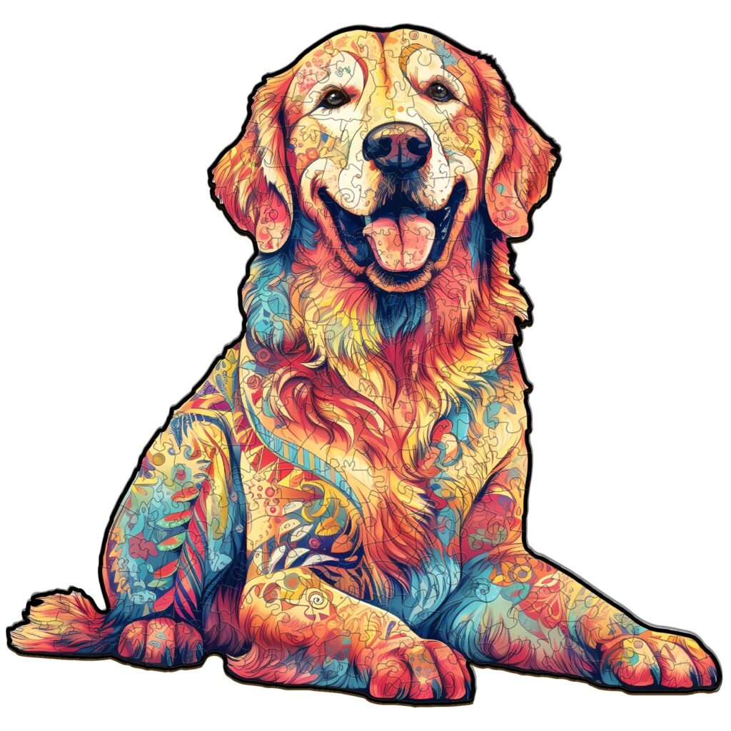 Wooden Jigsaw Puzzle-Loyal Golden Retriever 66d53a350d272