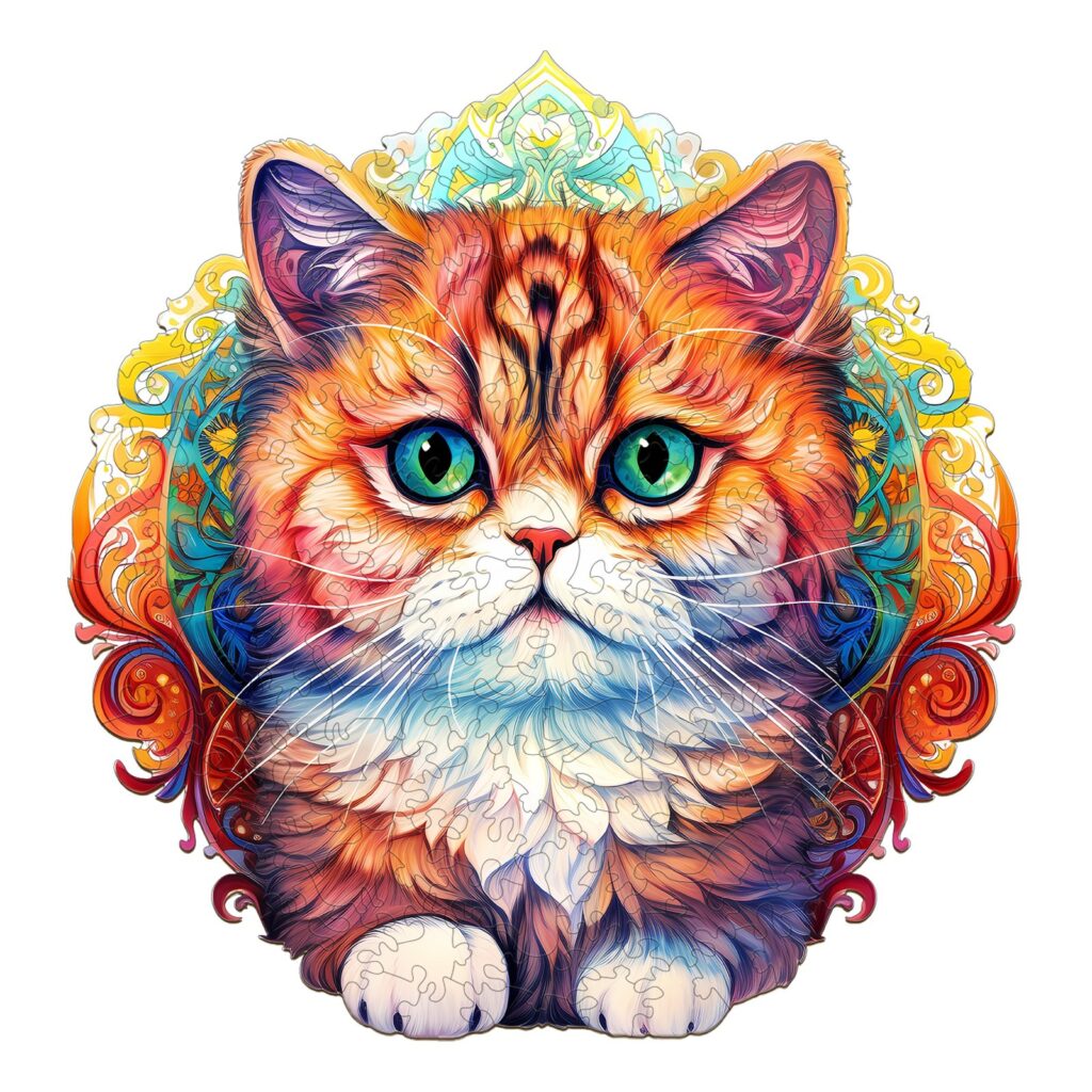 Wooden Jigsaw Puzzle-MANDALA CAT 66dd4d552993e
