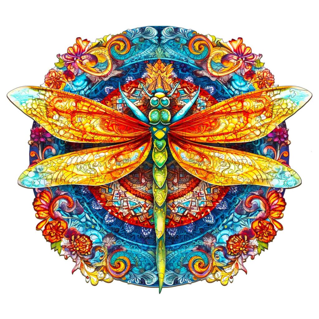 Wooden Jigsaw Puzzle-MANDALA DRAGONFLY 66d6466c7cb59
