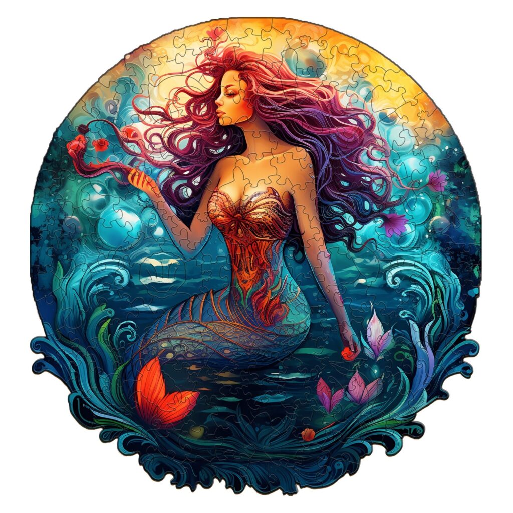 Wooden Jigsaw Puzzle- Mermaid Aqua Woman 66d559772af50