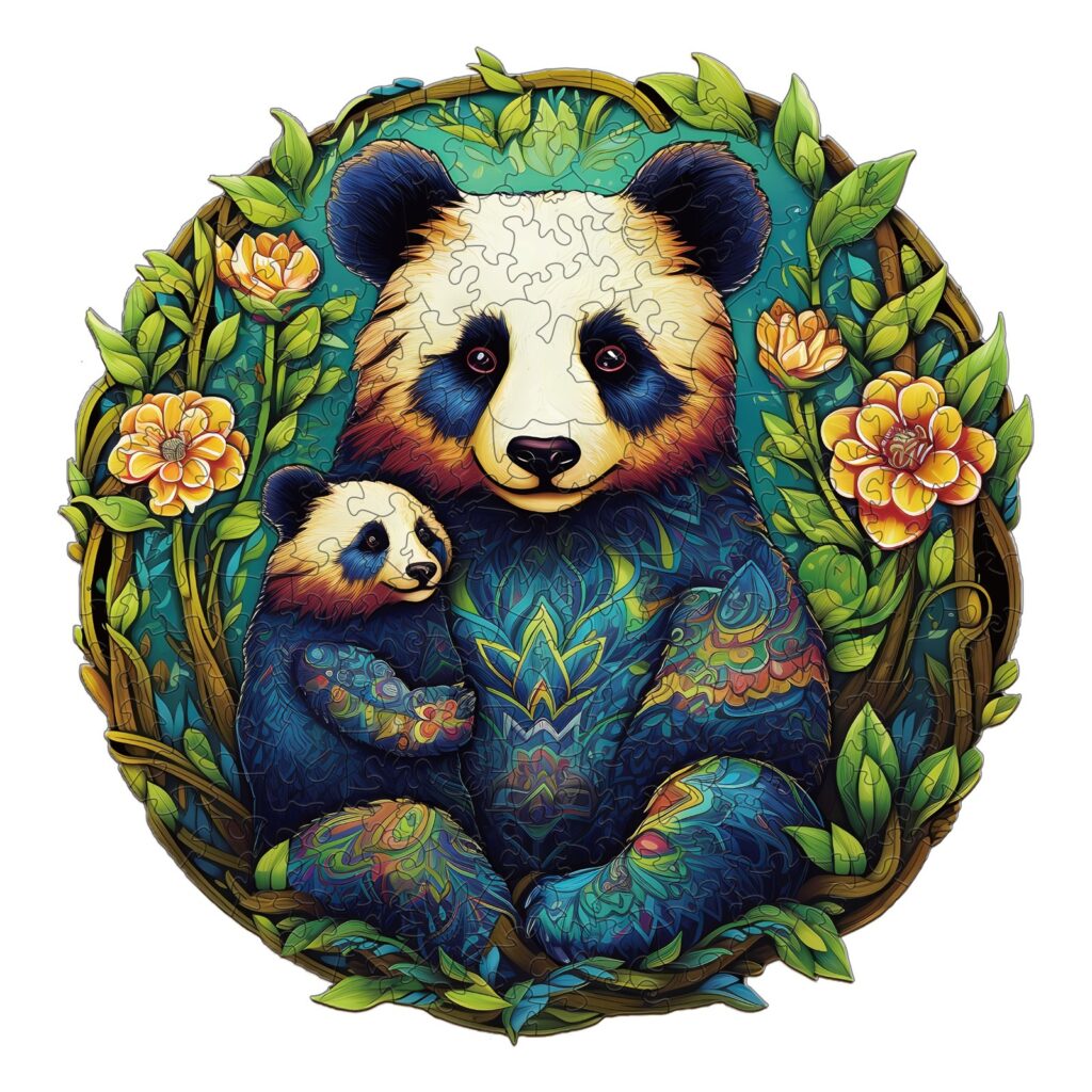Wooden Jigsaw Puzzle-Panda Family 2 66df1d737597f