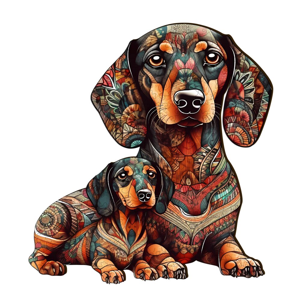 Wooden Jigsaw Puzzle-Parent-Child Dachshund 2 66d41a2f26d7a