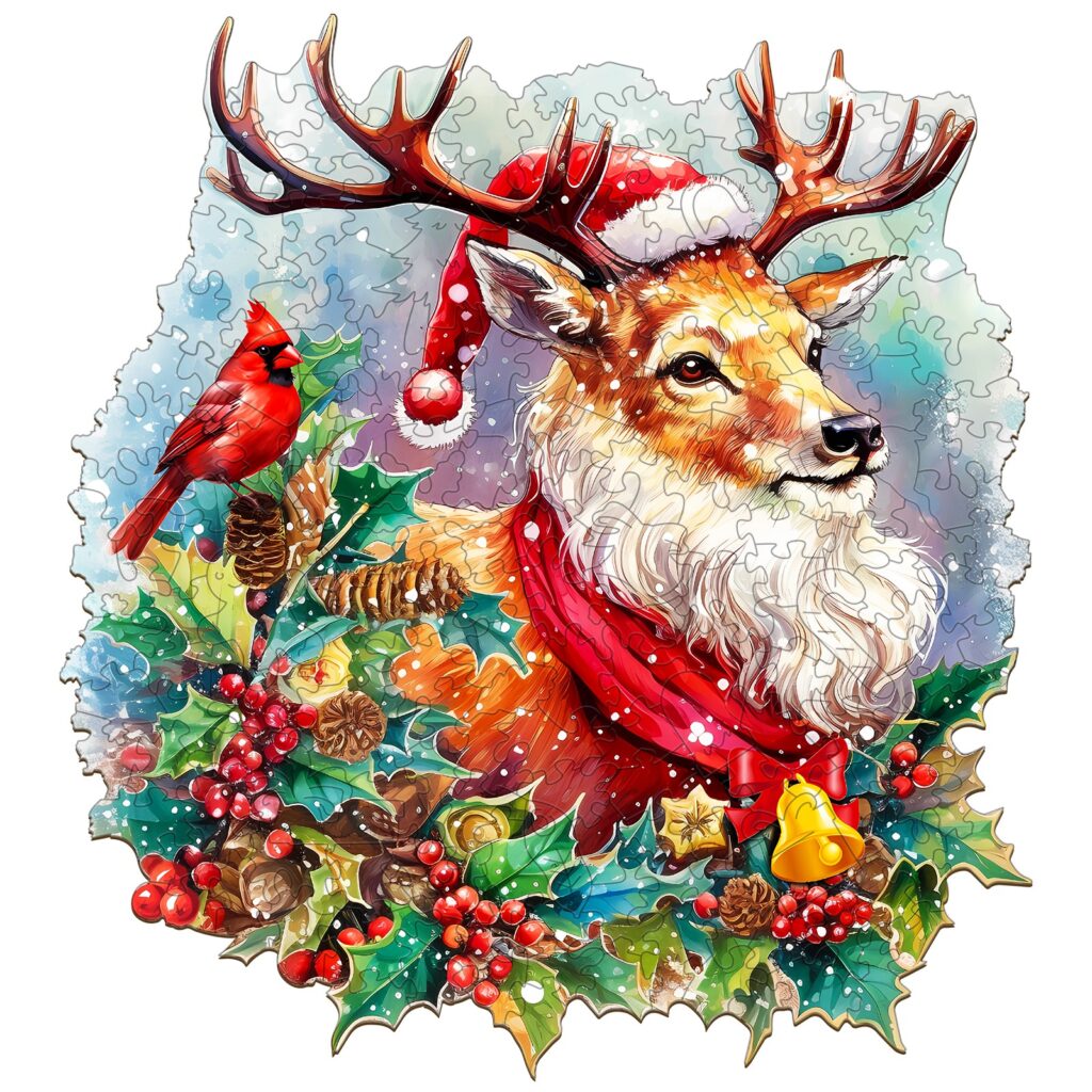 Wooden Jigsaw Puzzle-Sparkle Christmas Reindeer 66d95abb3c2de