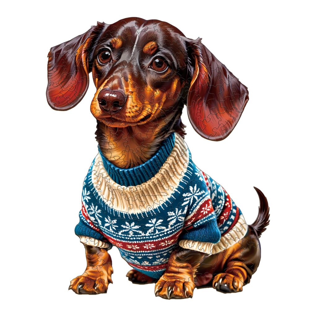 Wooden Jigsaw Puzzle-Trendy Dachshund 66daecfa06948
